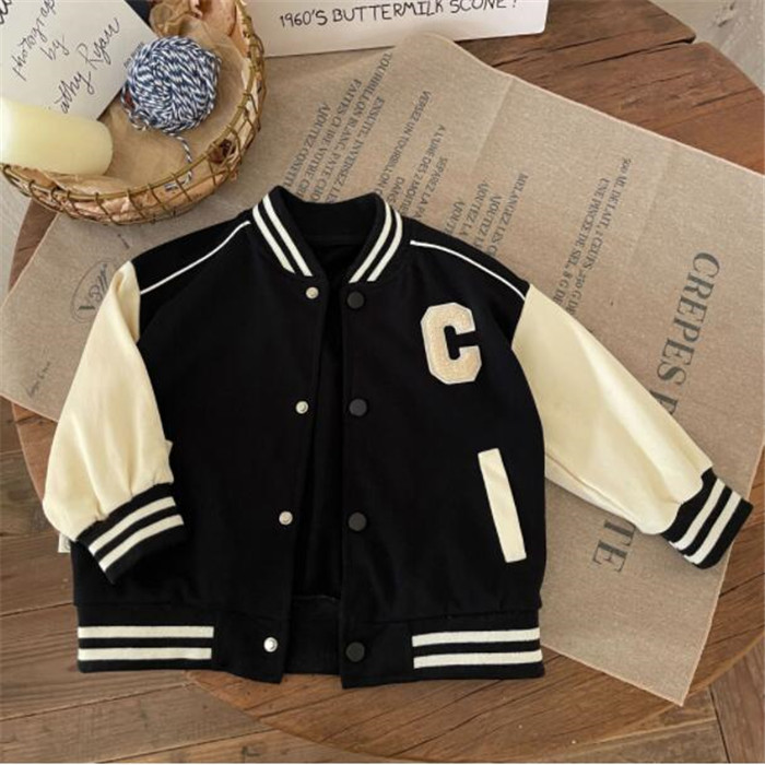 Spring Autumn Kids Boys Jackets Casual Baseball Clothes Fashion Letter Color Matching Coat Children's Outwear Overcoat