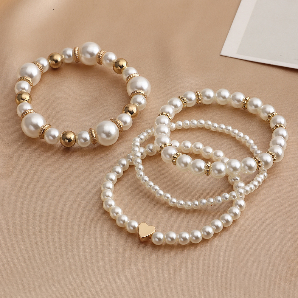 Charm Bracelets 4pcs Real Freshwater Round Pearl Bracelet For Women Natural Jewelry Girl Daughter Birthday Gift 230803