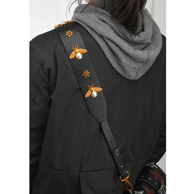 Bag Parts Accessories TINBERON Strap Fashion Vintage Gold Metal Bee Real Leather Shoulder Women Replacement 230804 1121