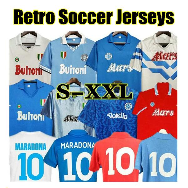 Napoli Retro Soccer Jersey 1986-1993 MARADONA Naples Football Shirts Italia VINTAGE CLASSIC Neapolitan Di Canio Polyester Short Sleeve Breathable Sports Jerseys