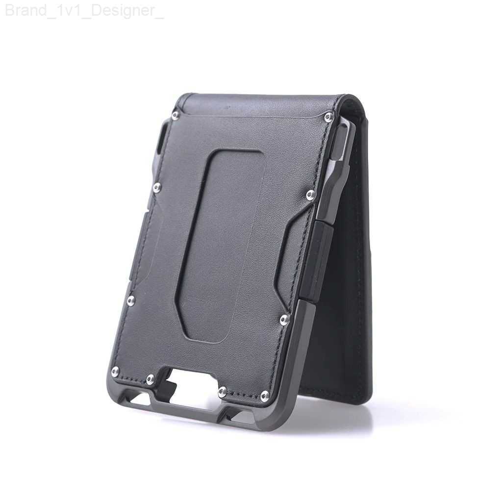 Money Clips Tactical Bifold Wallet Card Organizer Credit Card Holder Genuine Leather Rifd Blocking L230804