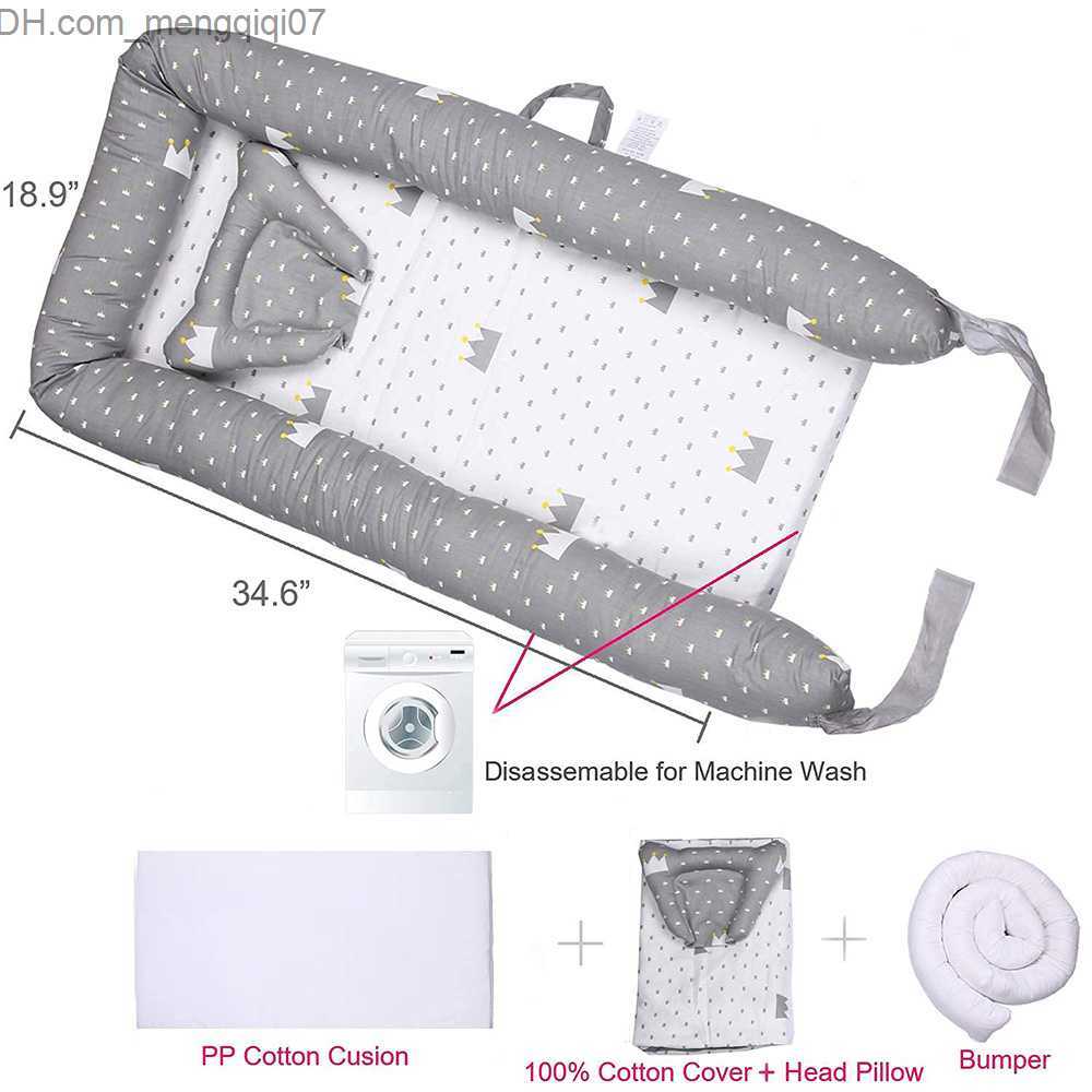 Bassinets Cradles Baby Nest Baby Bed Portable Lounge Bassnet Bumper Sleep with Pillow Cushion Cotton Baby Bed Travel Cradle Neonatal Baby Bed Z230804