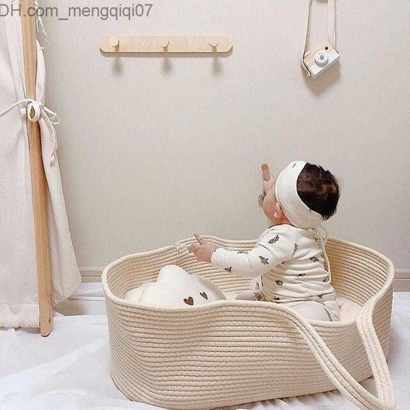 Bassinets Cradles Cotton rope woven crib cradle replacement basket for sleeping portable nest bed kit Berco Bassnet Z230804