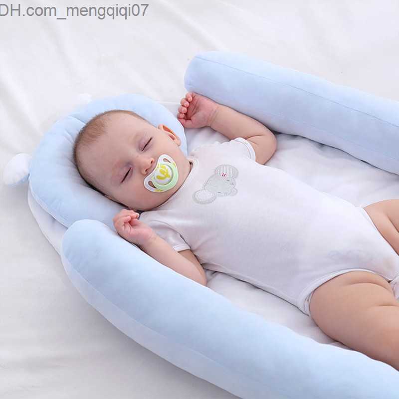 Bassinets Cradles 74x50CM portable crib travel bed baby nest with pillow baby cotton cradle suitable for newborns with bass bumper Z230805