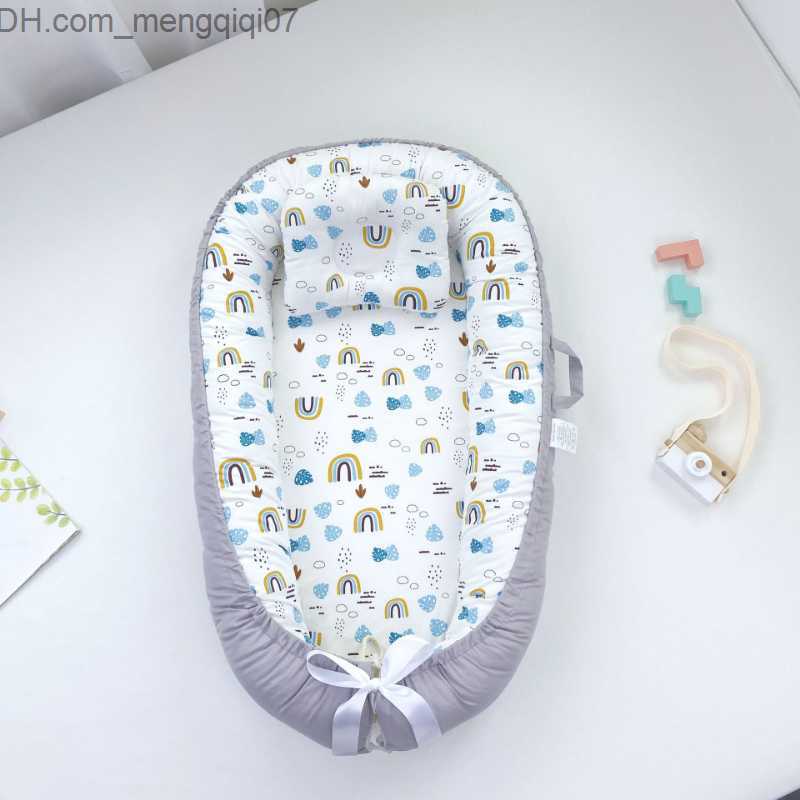 Bassinets Cradles Baby crib with pillow baby cotton cradle suitable for newborn portable crib travel 90x50x12cm baby subwoofer bumper Z230804