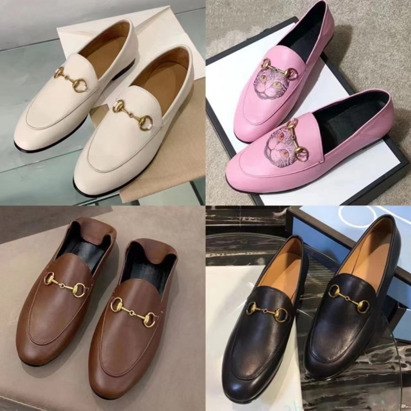 Dress Shoes Women loafers 100% Real leather collapsible footwear Women Mens Printed Metal Round toe Loafers Mules luxury horsebit designer