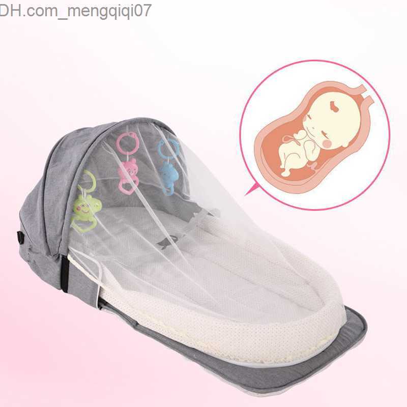 Bassinets Cradles Foldable diaper bag travel crib mosquito net baby stroller bag baby stroller backpack portable baby sleeping mat wooden bag Z230804