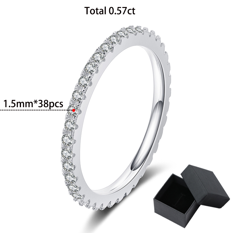Wedding Rings Smyoue 18k Plated 0 57ct Full Enternity Ring Forn Women S925 Sterling Silver Matching Diamond Band Jewelry 230804