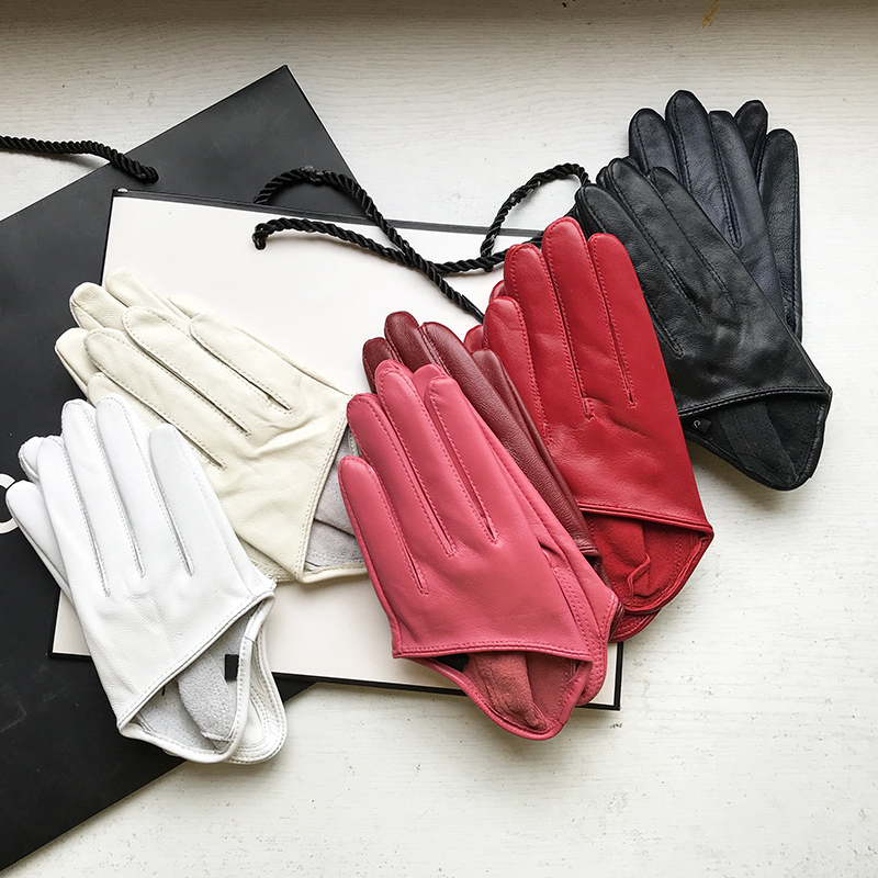 Fingerless Gloves Sunscreen Women s Single Genuine Leather Half palm Real Sheepskin Stage Show Driving gloves No Lining 230804