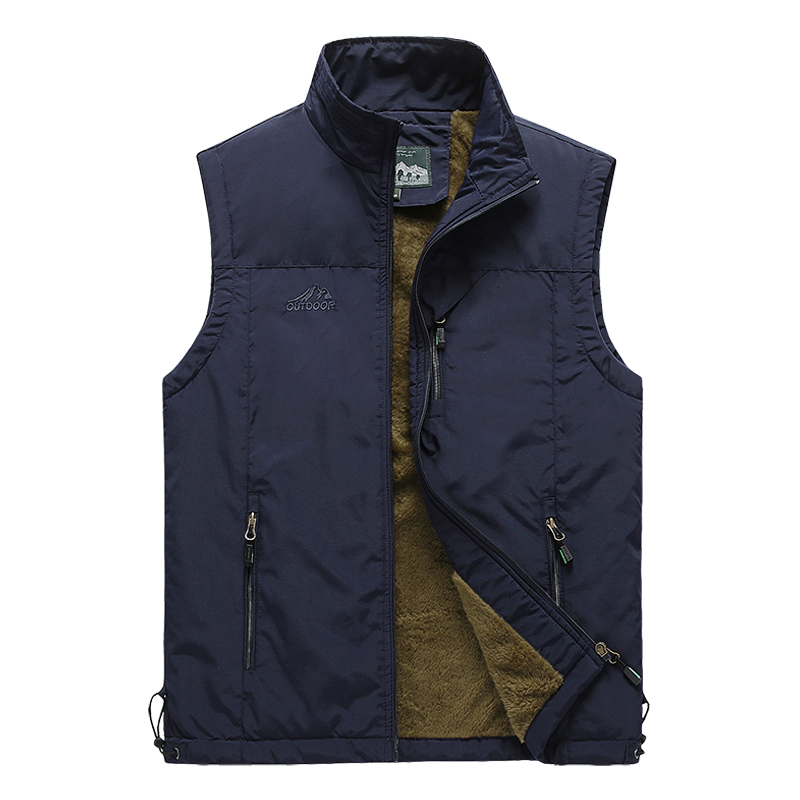 Men's Vests Winter Men Fleece Warm Vest With Many Pockets Autumn Male Casual Thick Multi Pocket Waistcoat Pographer Sleeveless Jacket 230803