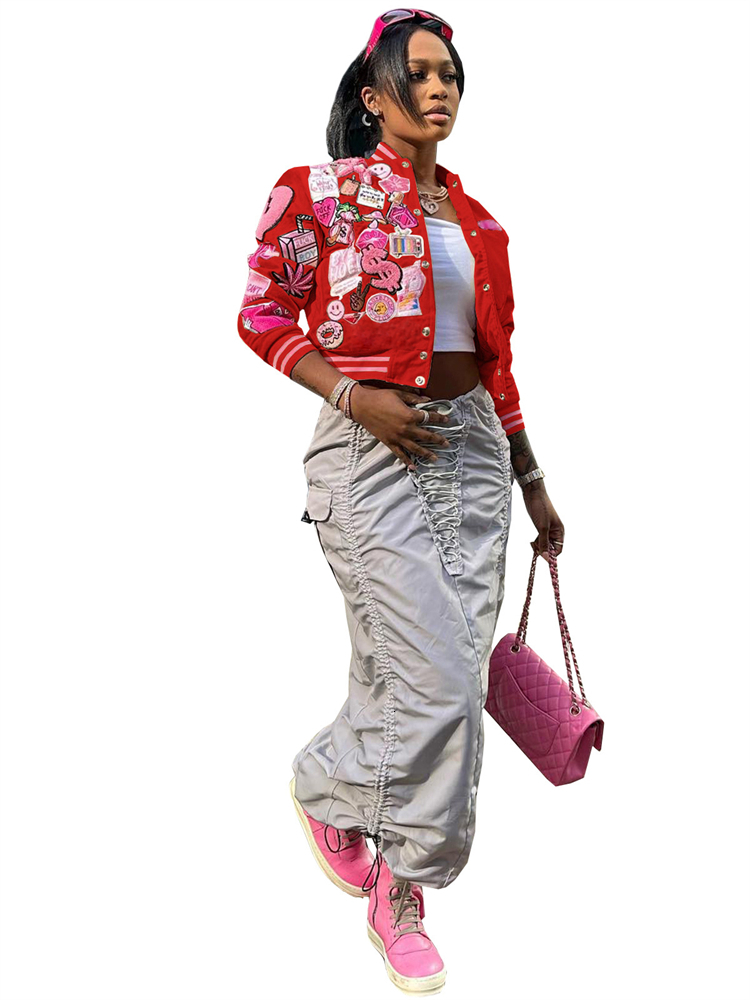 Women's Jackets FQLWL Spring Streetwear Y2k Short Jackets Clothes For Women Embroidery Graphic Cropped Jackets Bodycon In Coats Femal 230803