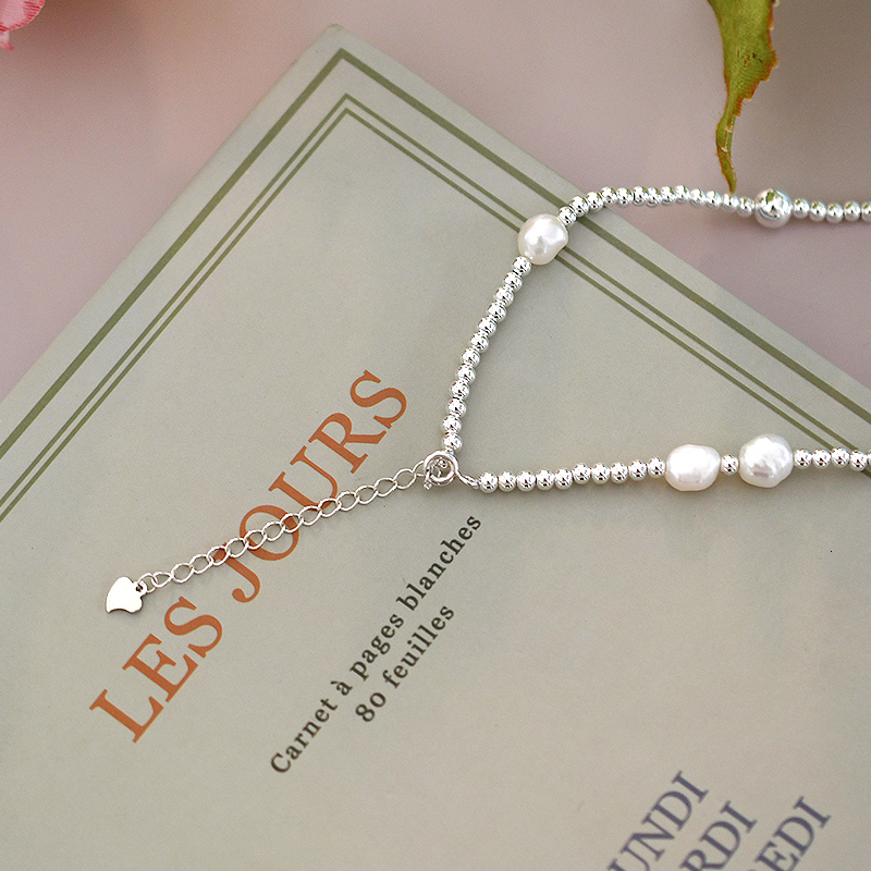 Pendant Necklaces ASHIQI Natural 7mm Baroque Pearl Choker Necklace 925 Sterling Silver Jewelry for Women Trend 230804