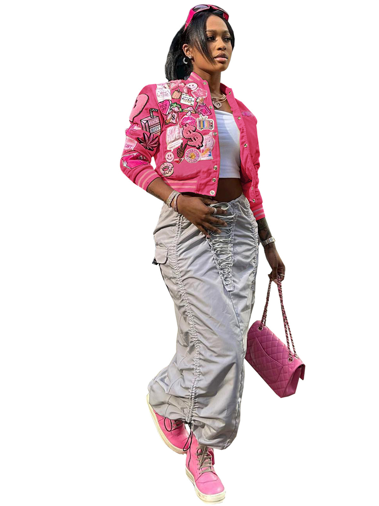 Women's Jackets FQLWL Spring Streetwear Y2k Short Jackets Clothes For Women Embroidery Graphic Cropped Jackets Bodycon In Coats Femal 230803