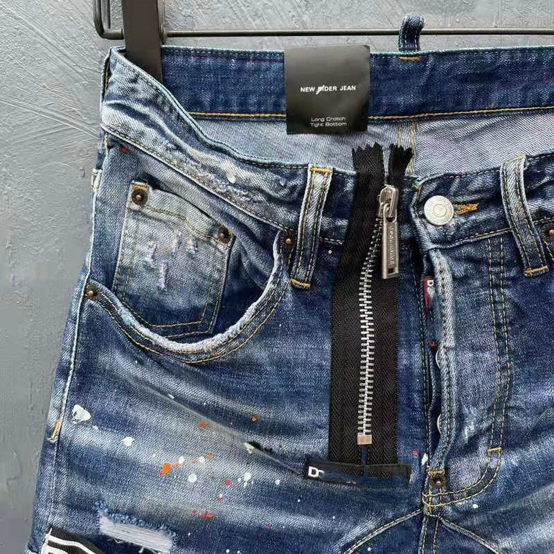 Men's Jeans Checkered fabric, rugged zipper, original button men's pants