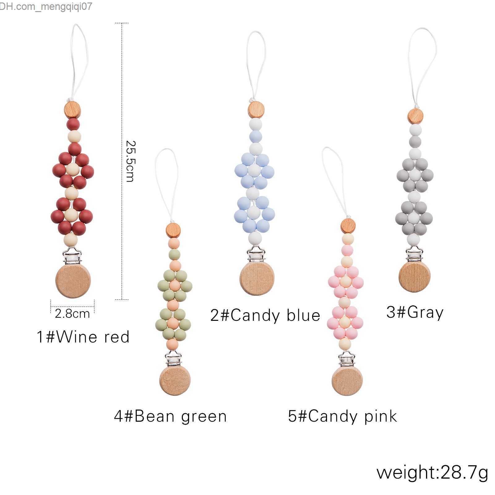 Pacifier Holders Clips# 1Pc handmade silicone baby pacifier chain clip solid color BPA free dental pacifier chain bracket Z230804