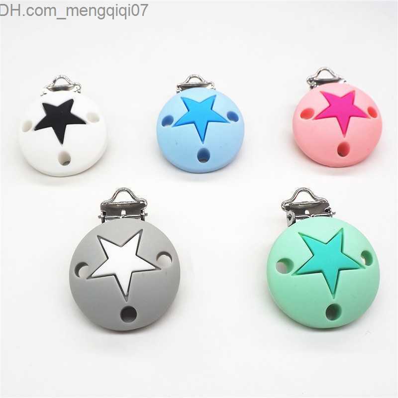 Pacifier Holders Clips# Chenkai 10 piece silicone center star crown dental clip DIY baby pacifier denture chain bracket soft toy clip Z230804