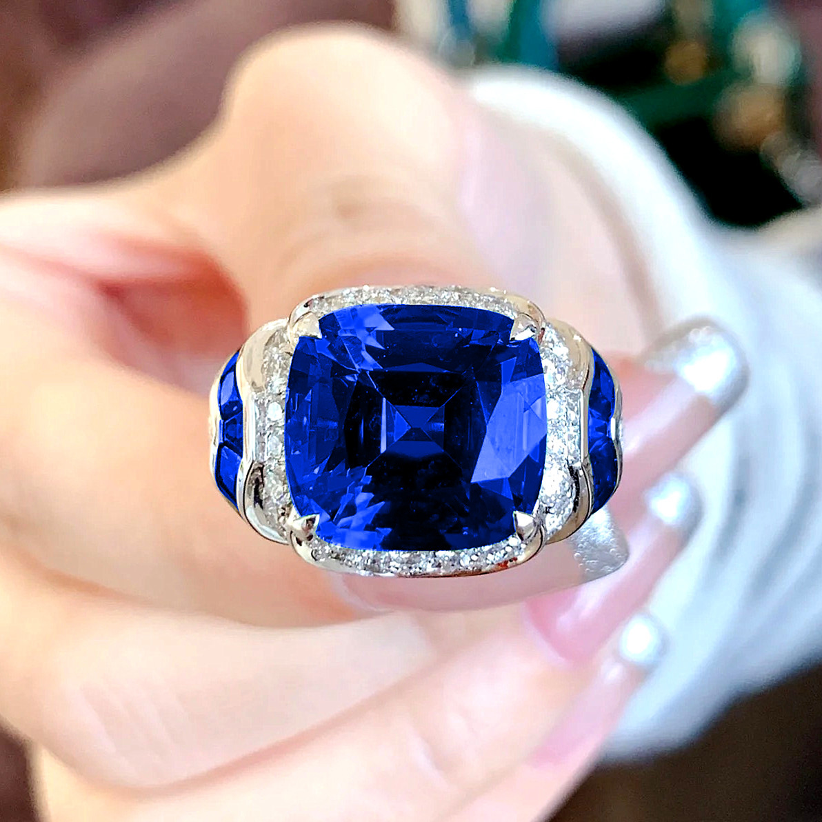 Stunning Cocktail Wedding Rings Luxury Jewelry 925 Sterling Silver Fill Emerald Pave CZ Diamond Promise Party Women Engagement Open Adjusatble Ring Gi