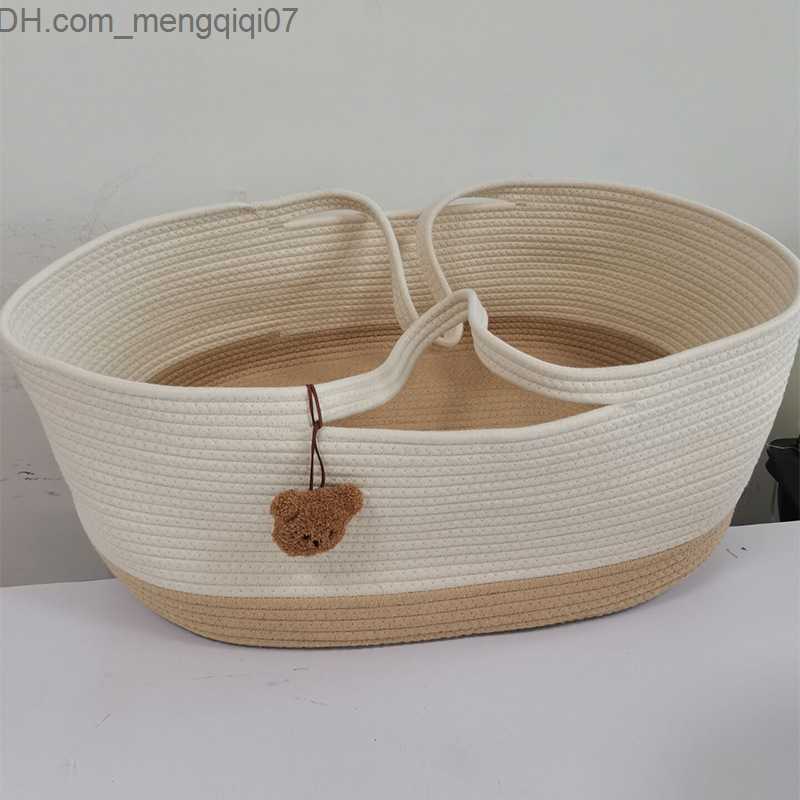 Bassinets Cradles Cotton rope woven crib cradle replacement basket for sleeping portable nest bed kit Berco Bassnet Z230804