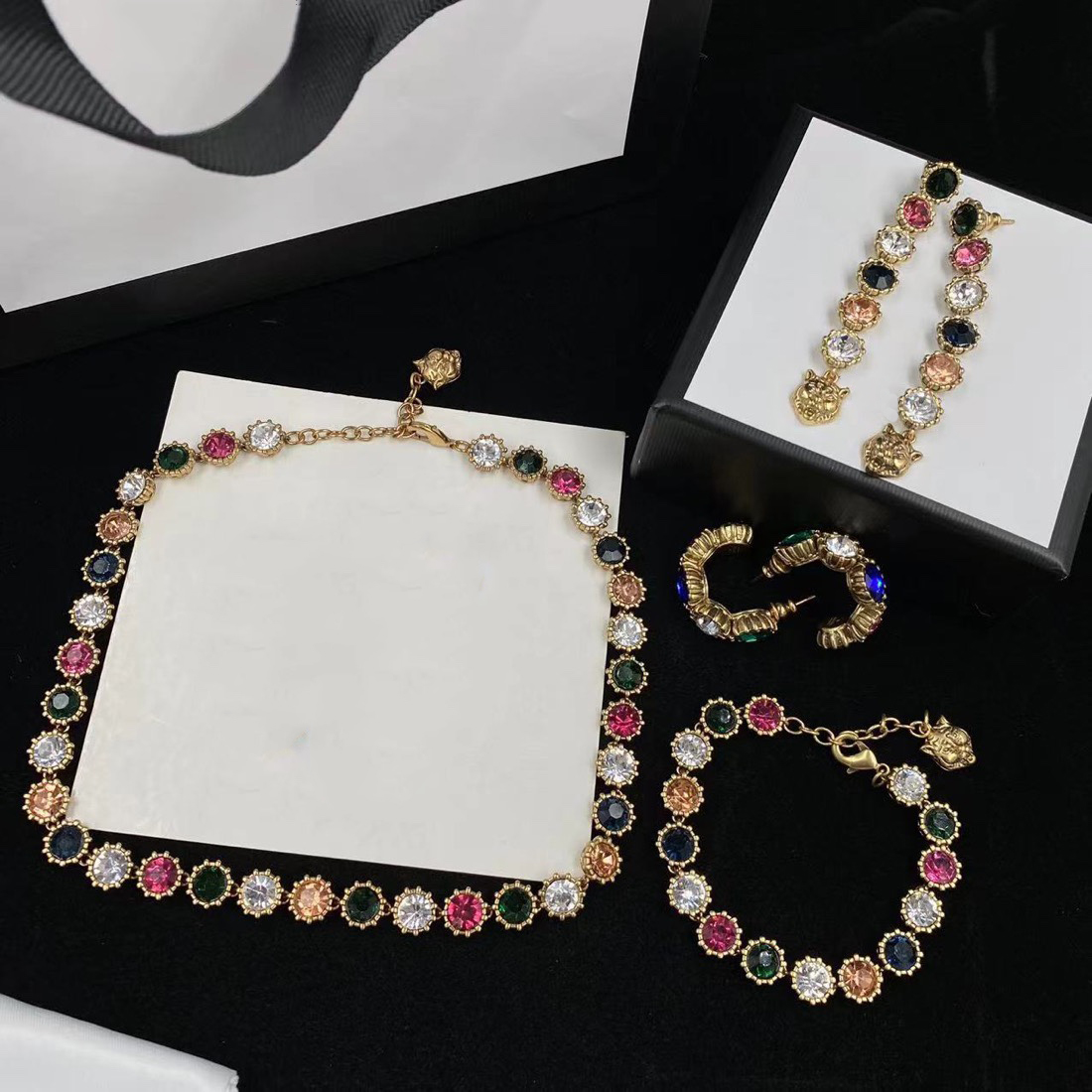 Luxury Jewelry Designer Classic Earrings 18k gold-plated silver couple bracelet Brass material Alphabet ear stud Pendant necklace