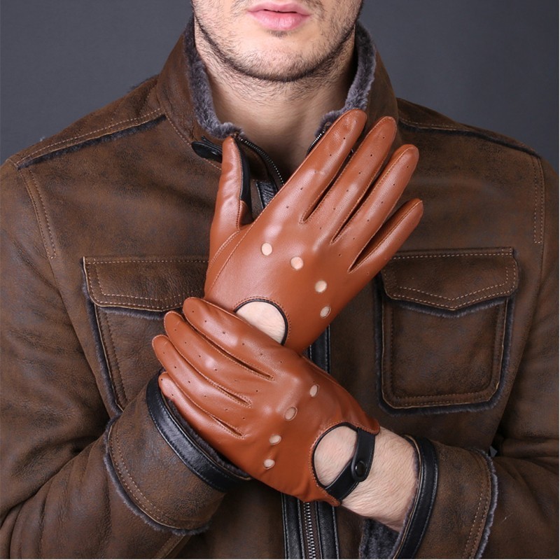 Fingerless Gloves Genuine Leather Black Brown Winter Autumn Fashion Men Women Breathable Driving Sports Mittens For Male Female 230804