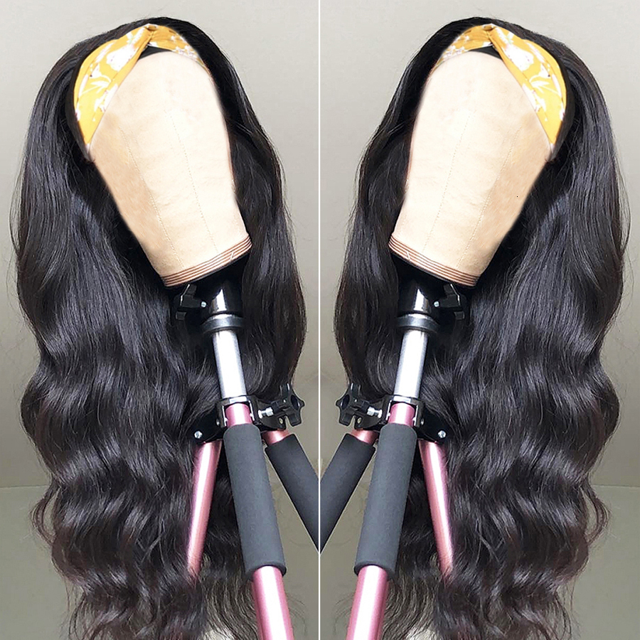 Synthetic Wigs SVT Headband Wig Human Hair Scarf 180% Density Remy Brazilian Body Wave Natural Wavy Glueless for Women 230803