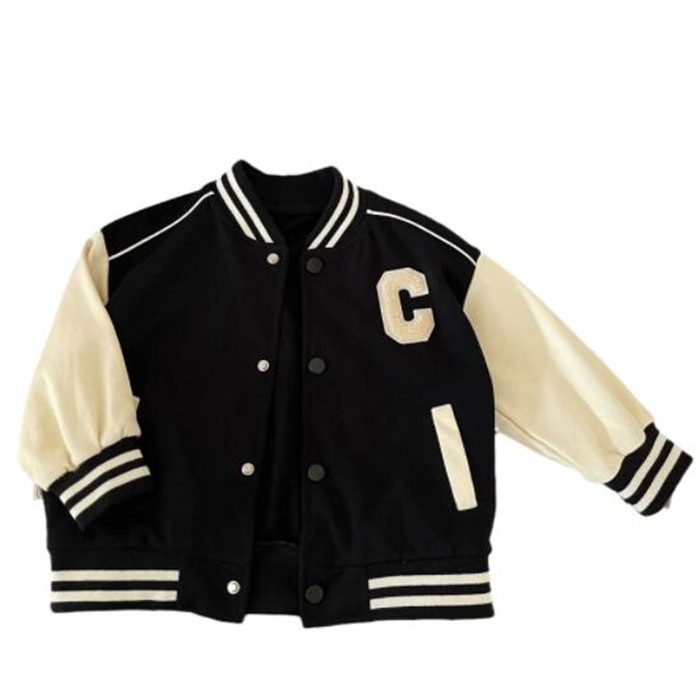 Spring Autumn Kids Boys Jackets Casual Baseball Clothes Fashion Letter Color Matching Coat Children's Outwear Overcoat