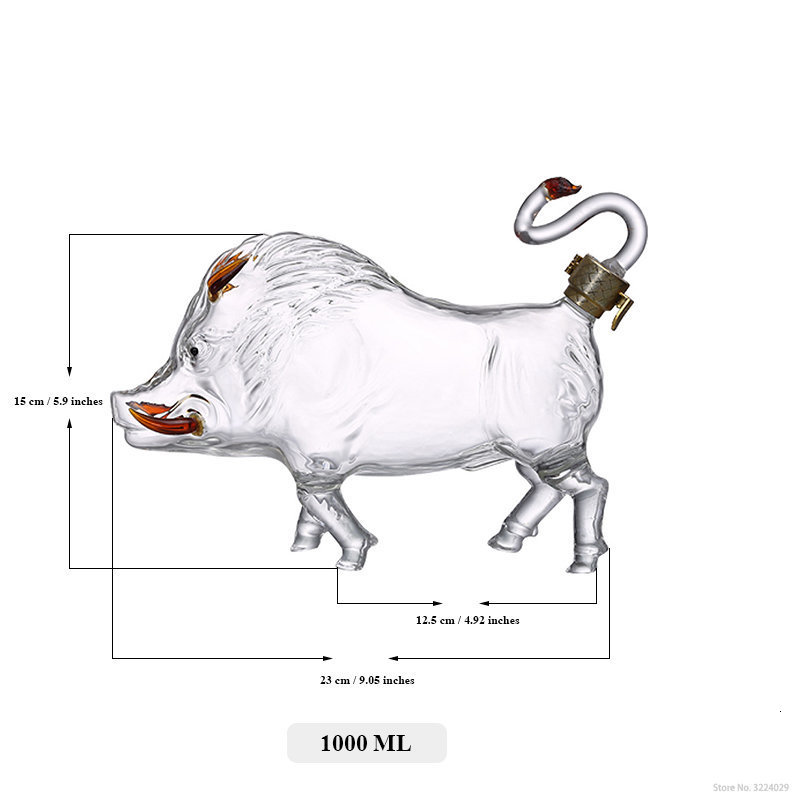 Wine Glasses Novelty Wild boar shaped animal leadfree glass Whiskey Decanter for Liquor Scotch Bourbon DDC211 230803