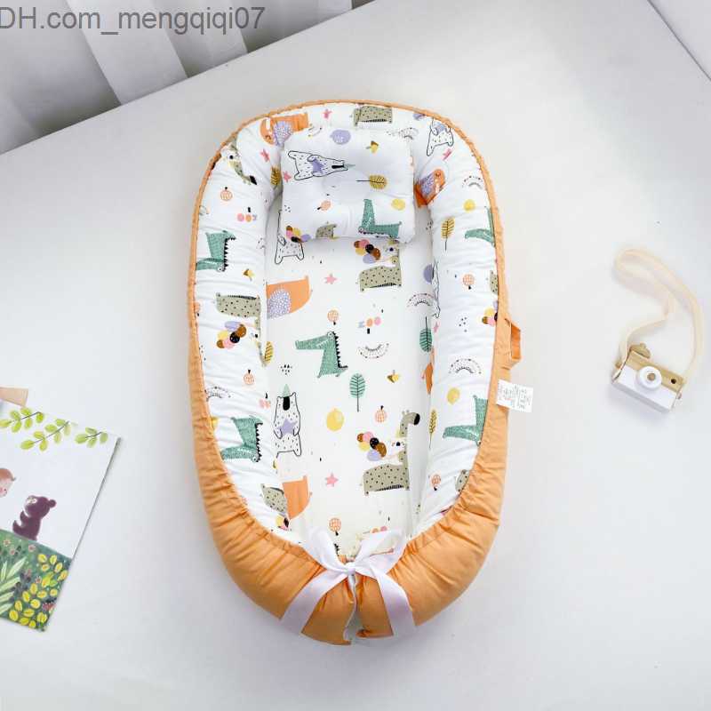 Bassinets Cradles Baby crib with pillow baby cotton cradle suitable for newborn portable crib travel 90x50x12cm baby subwoofer bumper Z230804