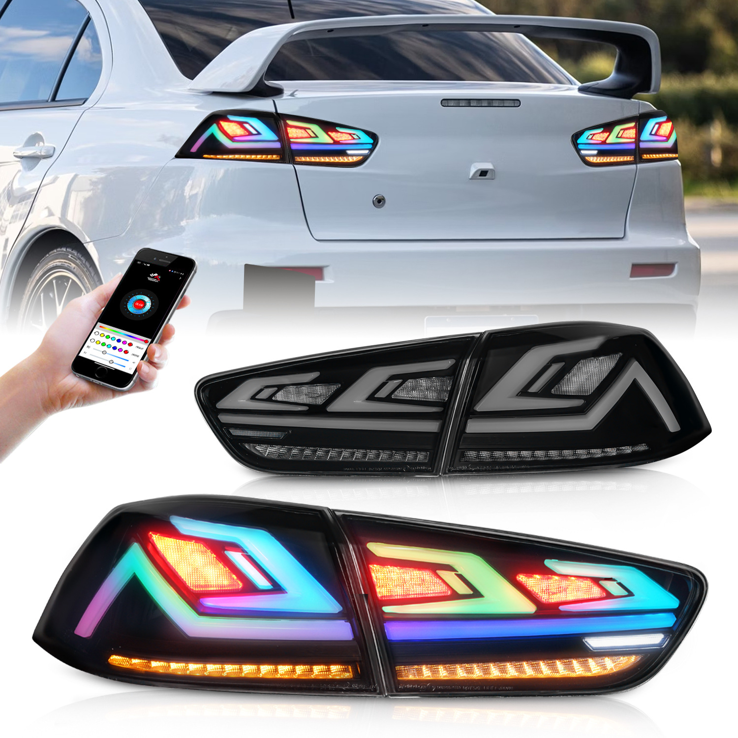 Car Parts LED Taillight For Mitsubishi Lancer EX EVO 20 08-20 18 RGB Sequential Turn Signal Lights Brake Taillights