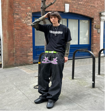 Men s Jeans Creative street hip hop Harajuku high star print pattern ins casual loose straight denim wide leg sweatpants male Y2K 230804