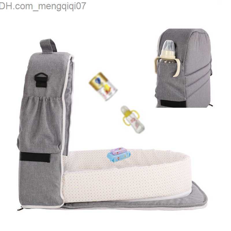 Bassinets Cradles Foldable diaper bag travel crib mosquito net baby stroller bag baby stroller backpack portable baby sleeping mat wooden bag Z230804