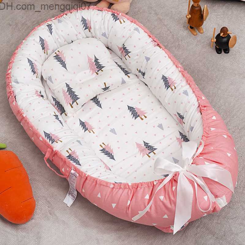 Bassinets Cradles 53x88cm crib with pillow baby nest travel baby and toddler cotton cradle suitable for newborn portable crib bass cushion bumper Z230
