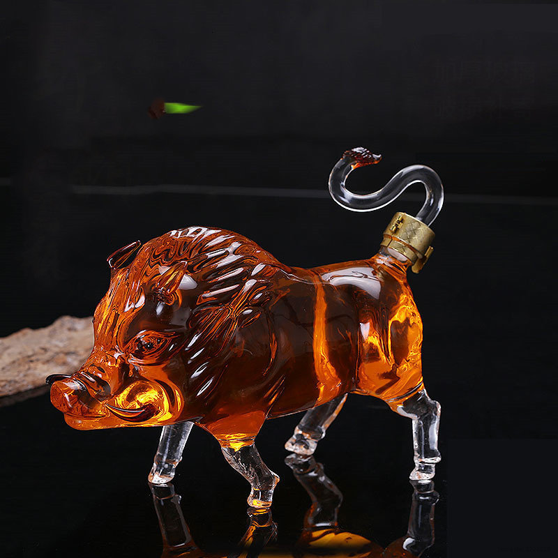 Wine Glasses Novelty Wild boar shaped animal leadfree glass Whiskey Decanter for Liquor Scotch Bourbon DDC211 230803