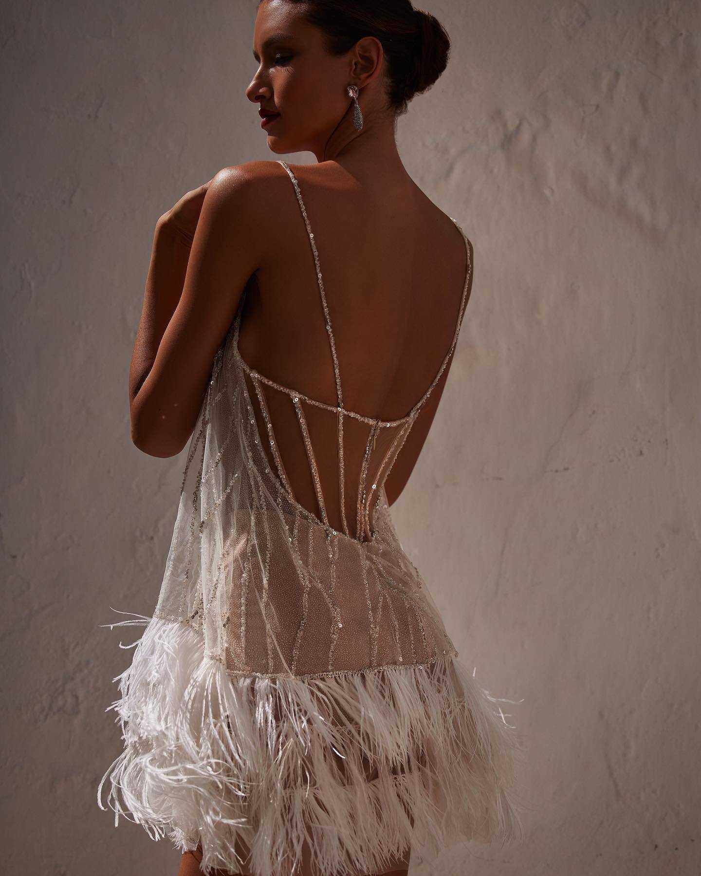 2023 New Style Party Dress Open Back Short Skirt Layered Tassel Mesh Bead Sling Dress