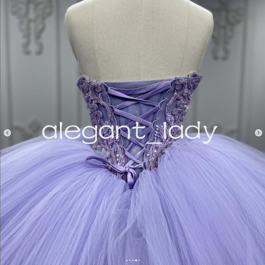 Lilac Lavender Ball Gown Quinceanera Dresses Sweetheart Beaded Tulle Skirt Lace-up Corset vestidos de quinceaneras 2024