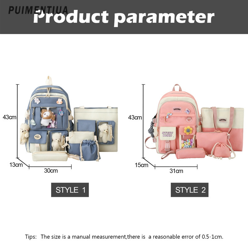 Backpacks 5pcs Sets Harajuku Kawaii Kids School Backpack Cute Women's Bagpack Bookbag Laptop Bag For Teenage Girls Students Bag Rucksack 230803