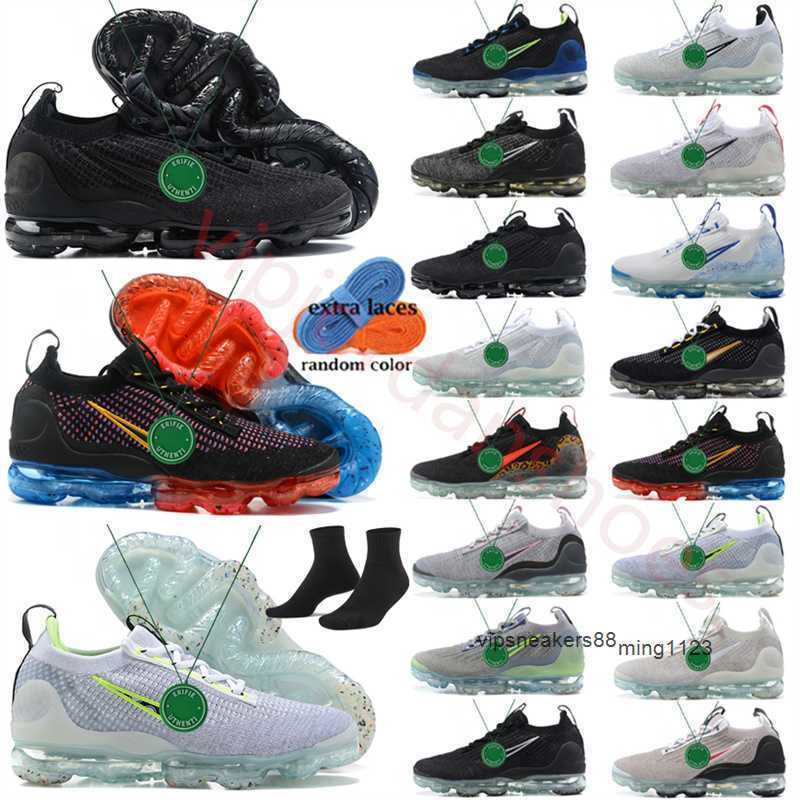 Men Women Air shoes vapourmaxs Flysknit Monochrome Triple Black Multi Magic Ember Pollen Chlorine Bold Blue Oreo Metallic Silver Light Bone