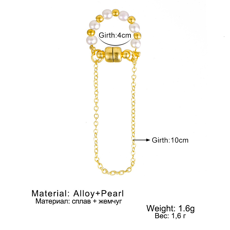 Ear Cuff Fashion Circle Simulation Pearl Gold Color Magnet Chain Pendant Clip Earrings For Women Vintage Trendy Elegant Geometric Earings 230804