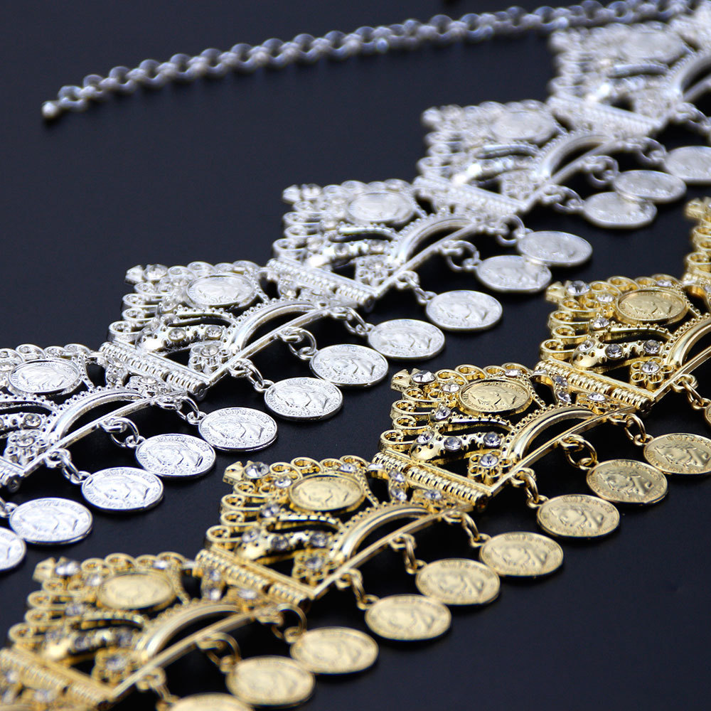 Wedding Hair Jewelry Sunspicems Forehead Chain Algeria HairChain Hairware HairBand Gold Color Napoleon Coins Tassel Accessory Bride Gift 230804