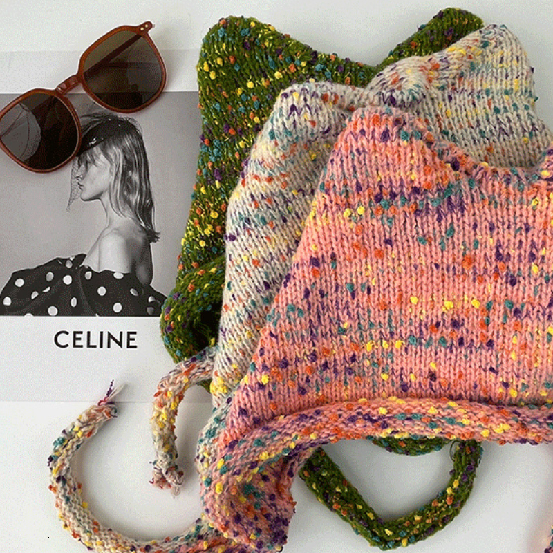 Wide Brim Hats Bucket Korean Hand Crocheted Knitting Wool Hat for Women Autumn and Winter Warmth Fashion Retro Ear Protection Warm 230804