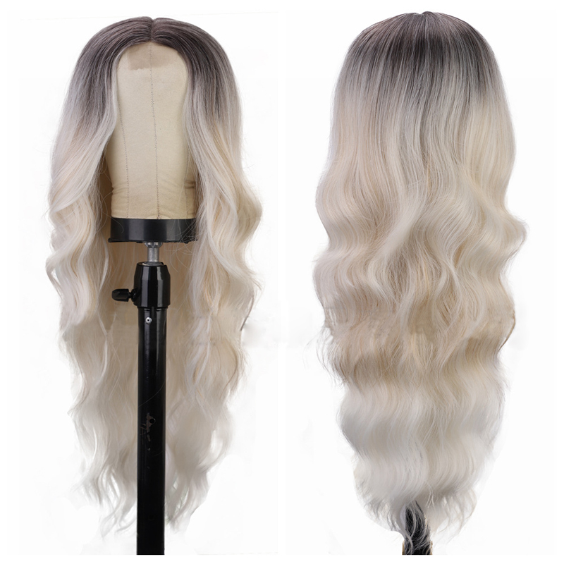 Synthetic Wig 26inch Curly Hair Products Mechanism Wig Part Lace 350# Color 1B 2396-R4/16/60