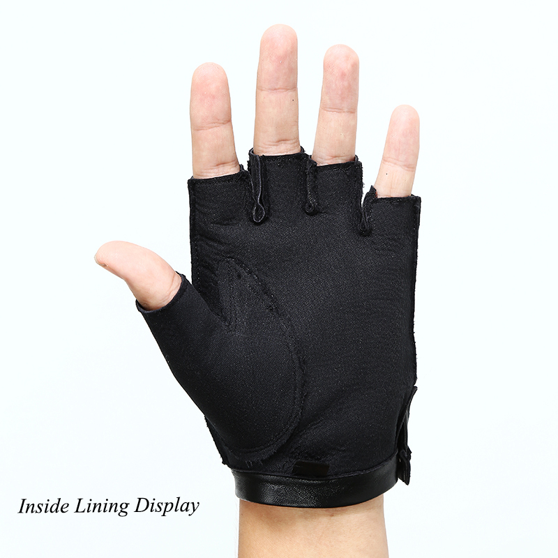 Fingerless Gloves Men Women Genuine Leather Lovers Mittens Black Half Finger Outdoor Tactical Mens Driving AGC003 230804