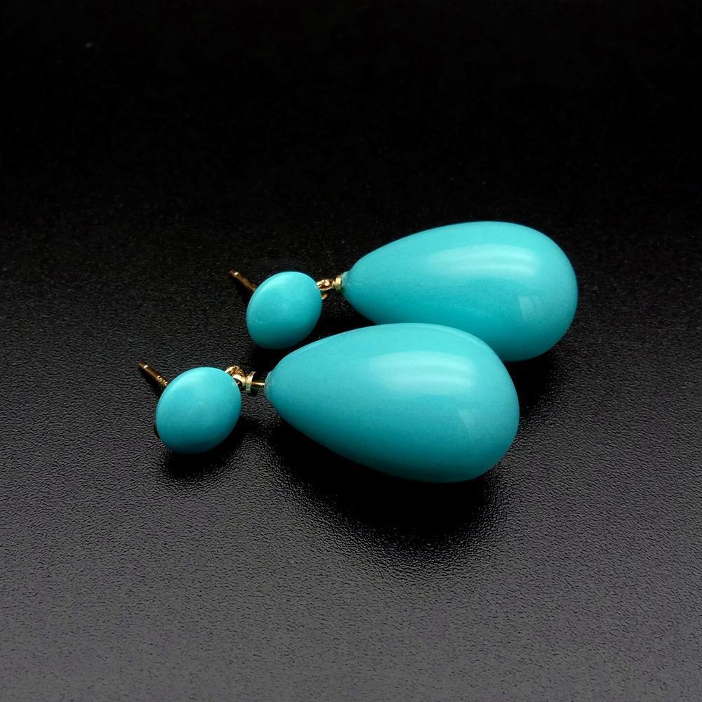 Stud YYGEM 17x27MM Turquoise Color Sea shell pearl Long Drop Earrings Gold Plated Jewelry For Women 230804