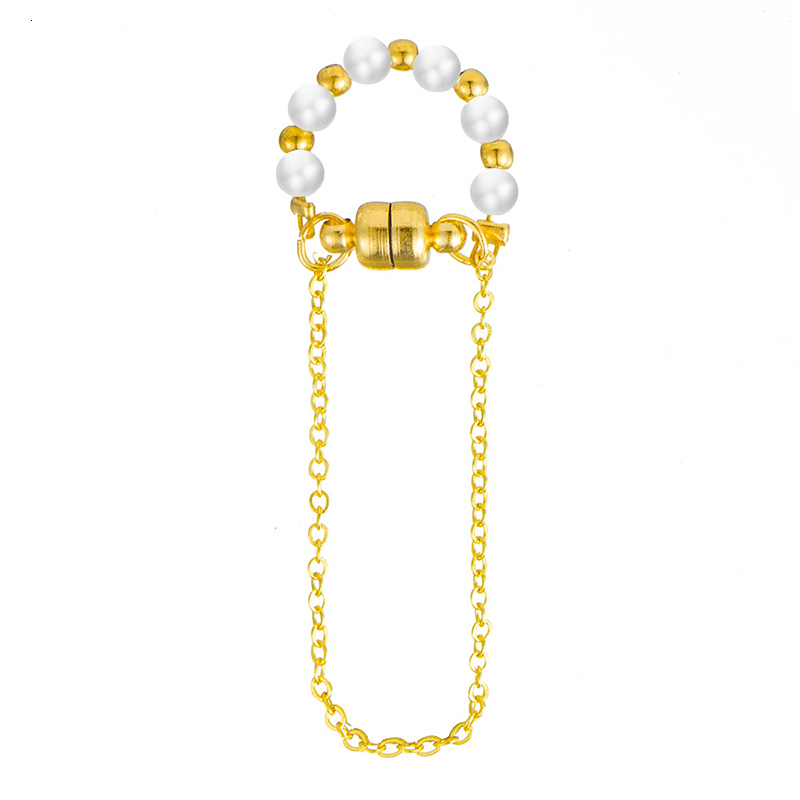 Ear Cuff Fashion Circle Simulation Pearl Gold Color Magnet Chain Pendant Clip Earrings For Women Vintage Trendy Elegant Geometric Earings 230804