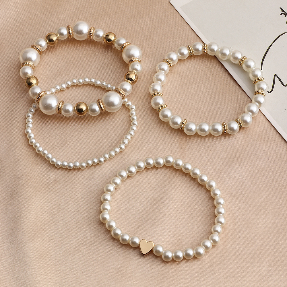 Charm Bracelets 4pcs Real Freshwater Round Pearl Bracelet For Women Natural Jewelry Girl Daughter Birthday Gift 230803