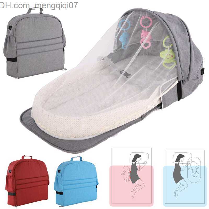 Bassinets Cradles Foldable diaper bag travel crib mosquito net baby stroller bag baby stroller backpack portable baby sleeping mat wooden bag Z230804
