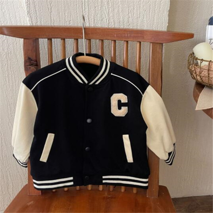Spring Autumn Kids Boys Jackets Casual Baseball Clothes Fashion Letter Color Matching Coat Children's Outwear Overcoat