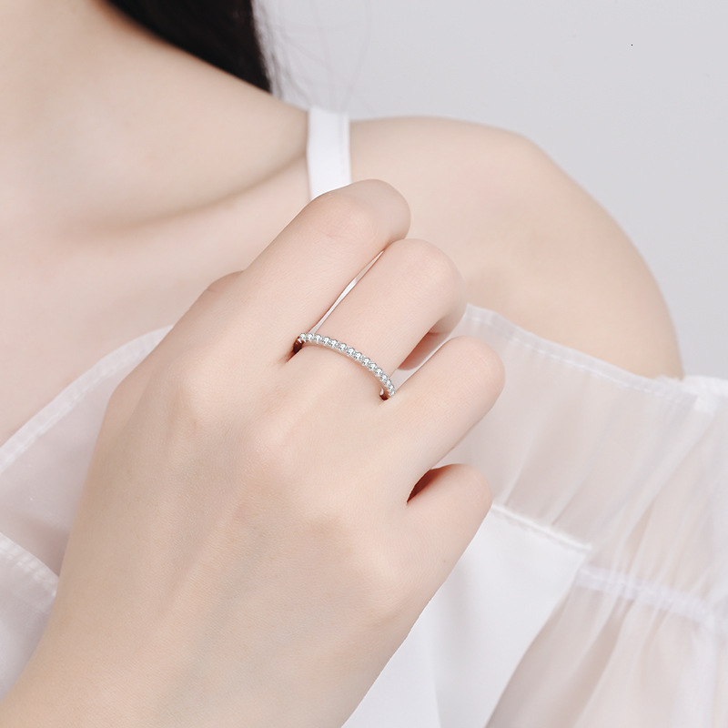 Wedding Rings Smyoue 18k Plated 0 57ct Full Enternity Ring Forn Women S925 Sterling Silver Matching Diamond Band Jewelry 230804