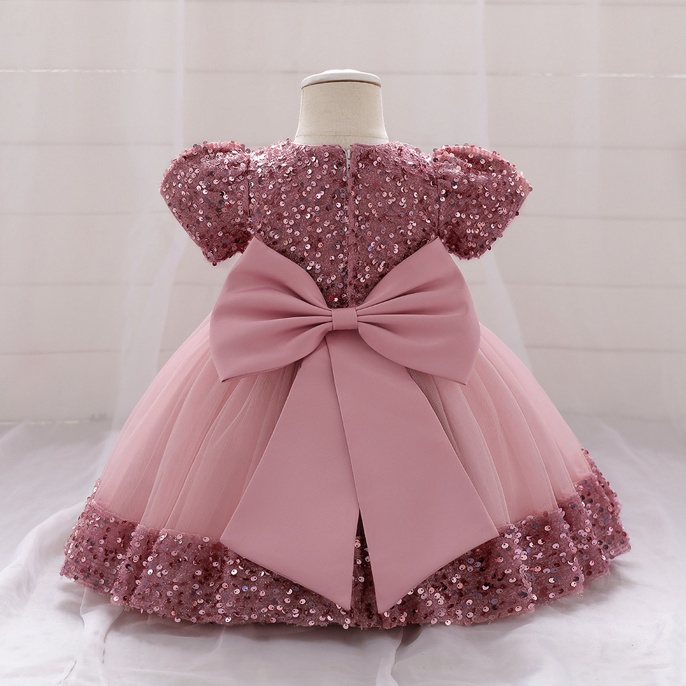 Girl's Dresses Toddler Baby Sequin Party Dresses Baptism Wedding 1 Year Birthday Bow Princess Dress For Baby Girls Lace Bridemaid Gown Vestidos 2