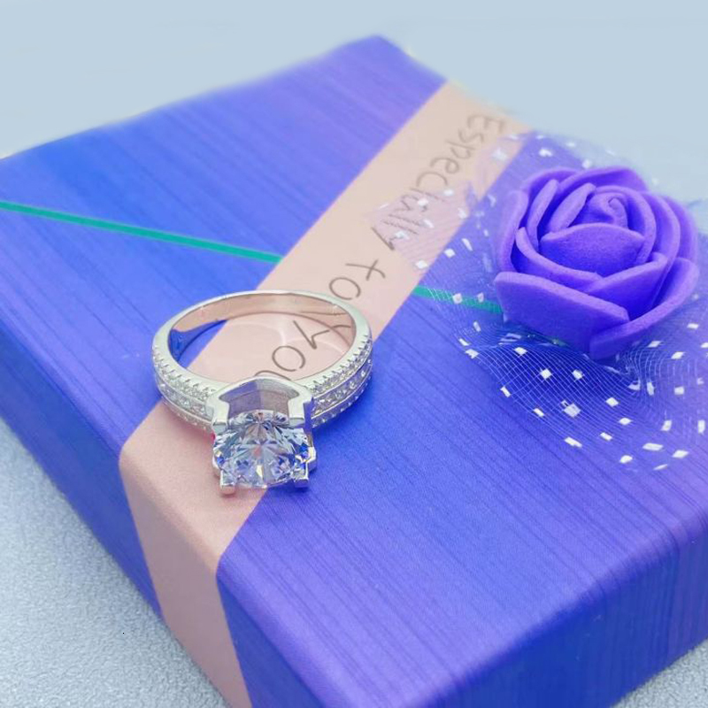 Wedding Rings Real 2 Carat 8mm Ring For Women 925 Sterling Silver Band D Color VVS Diamond Engagement Fine Jewelry With Gra 230804